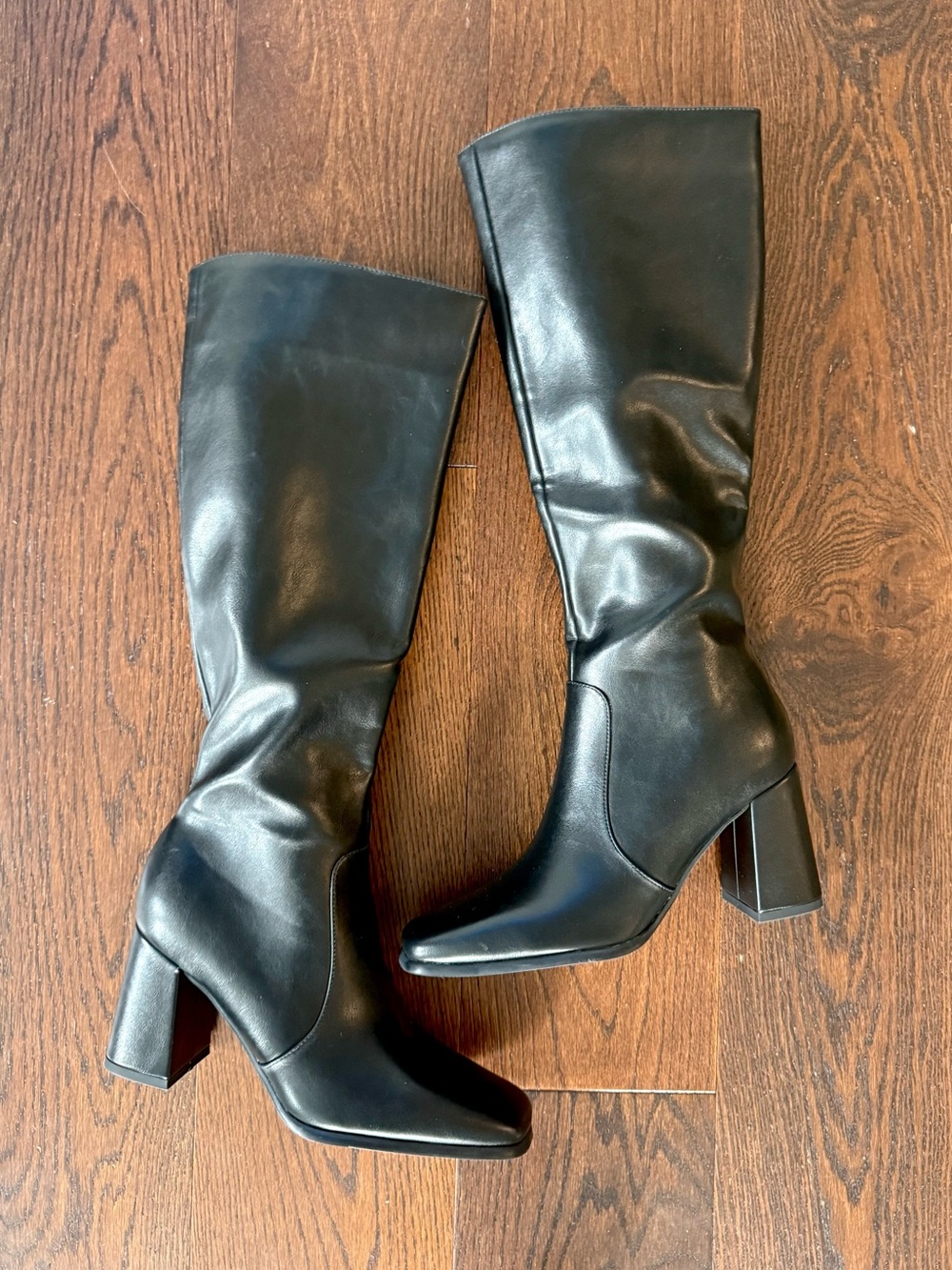 Brand New In Box- Classic Black Knee High Block Heel Boots Womens Size 9